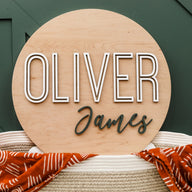 Oliver James Round Name Sign, Custom Name Sign for Nursery