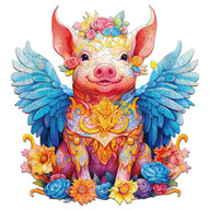 Angel Pig Wooden Jigsaw Puzzle