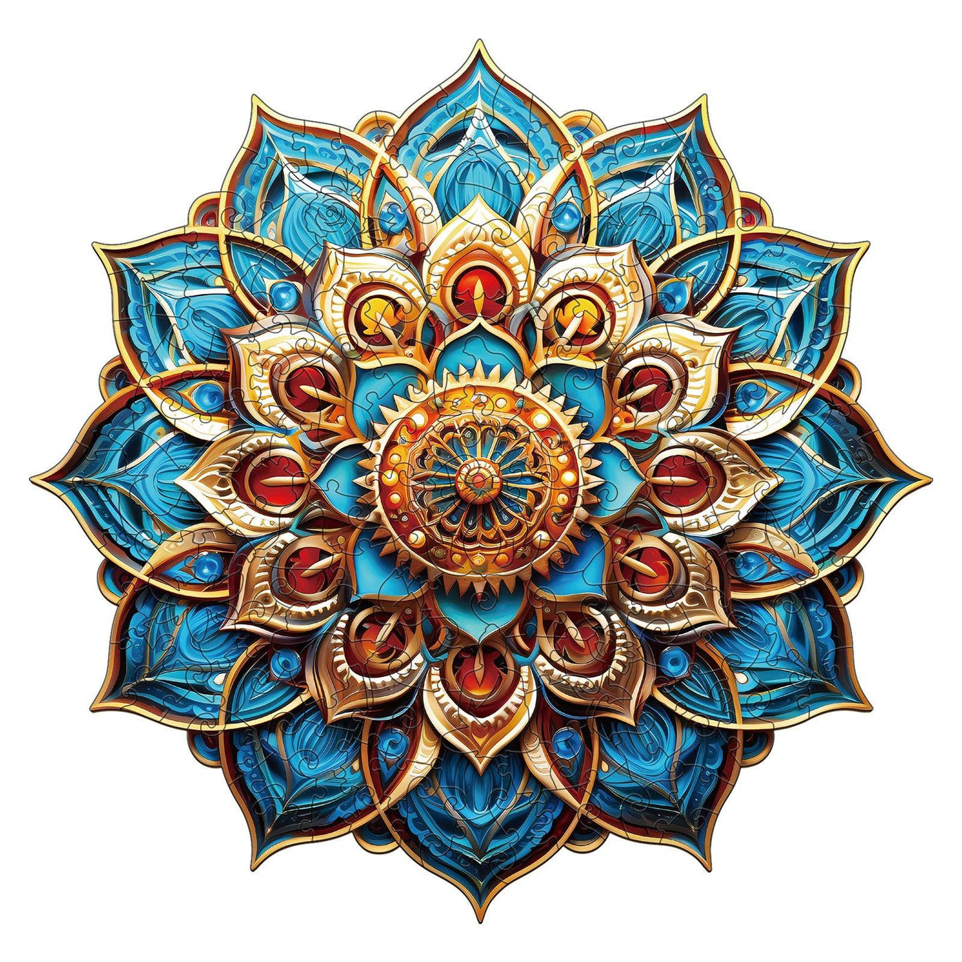 Blue Mandala Wooden Jigsaw Puzzle