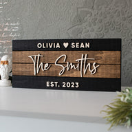 Wedding Gift for the Couple - Black and Walnut Last Name Sign - Custom Family Name Sign - Gift for Newlyweds - Gift for Bride and Groom