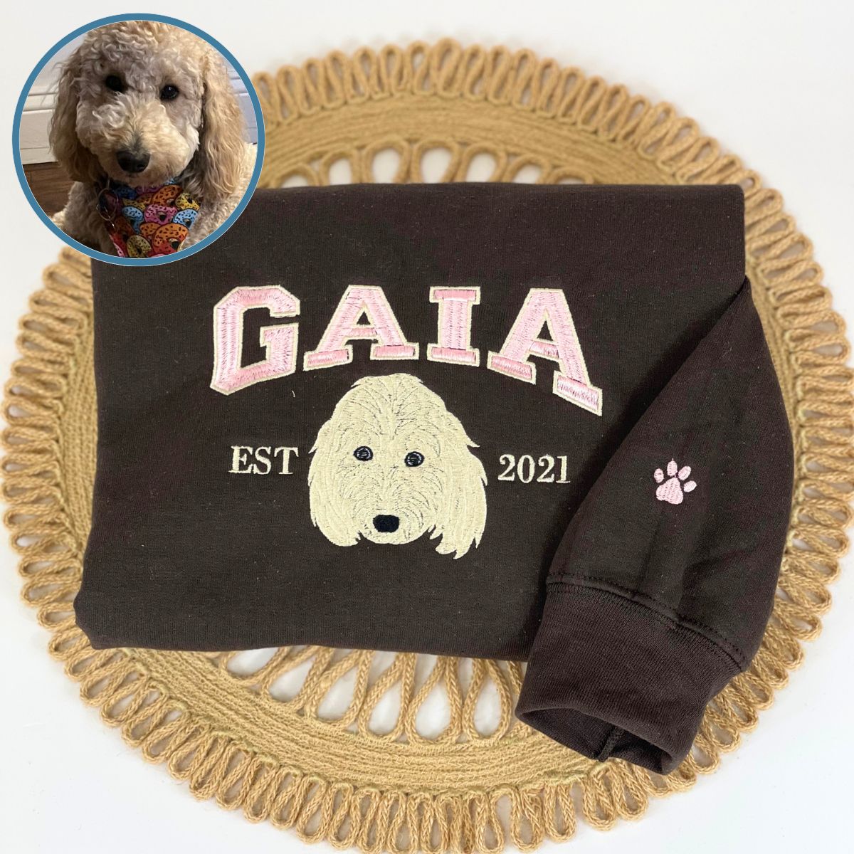 Personalized Varsity Dog Embroidered Sweater