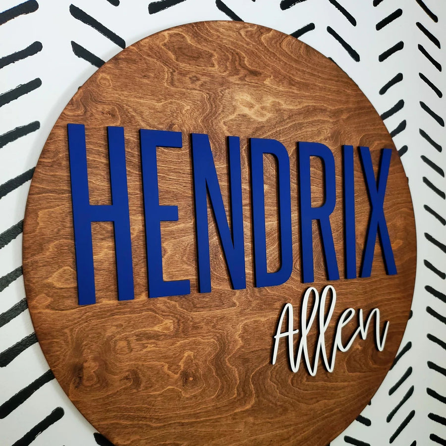 Hendrix Allen Round Name Sign, Custom Name Sign for Nursery