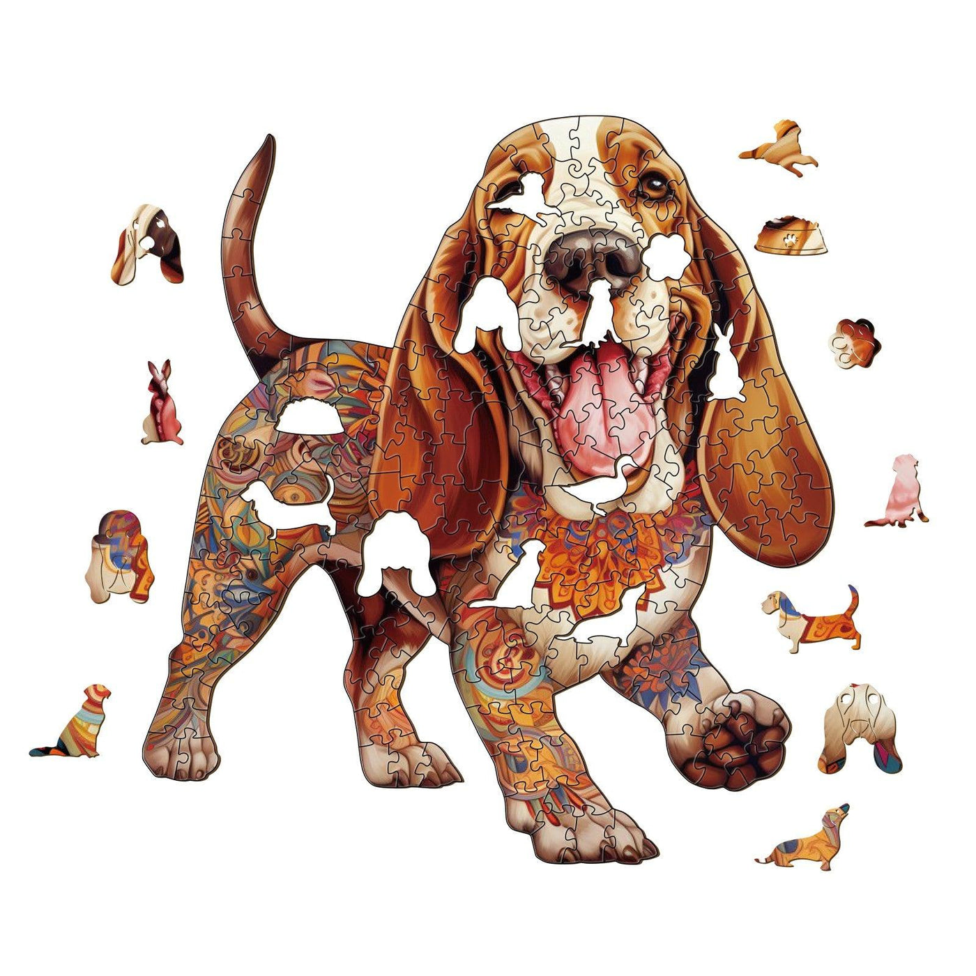 Basset Hound-2 Wooden Jigsaw Puzzle