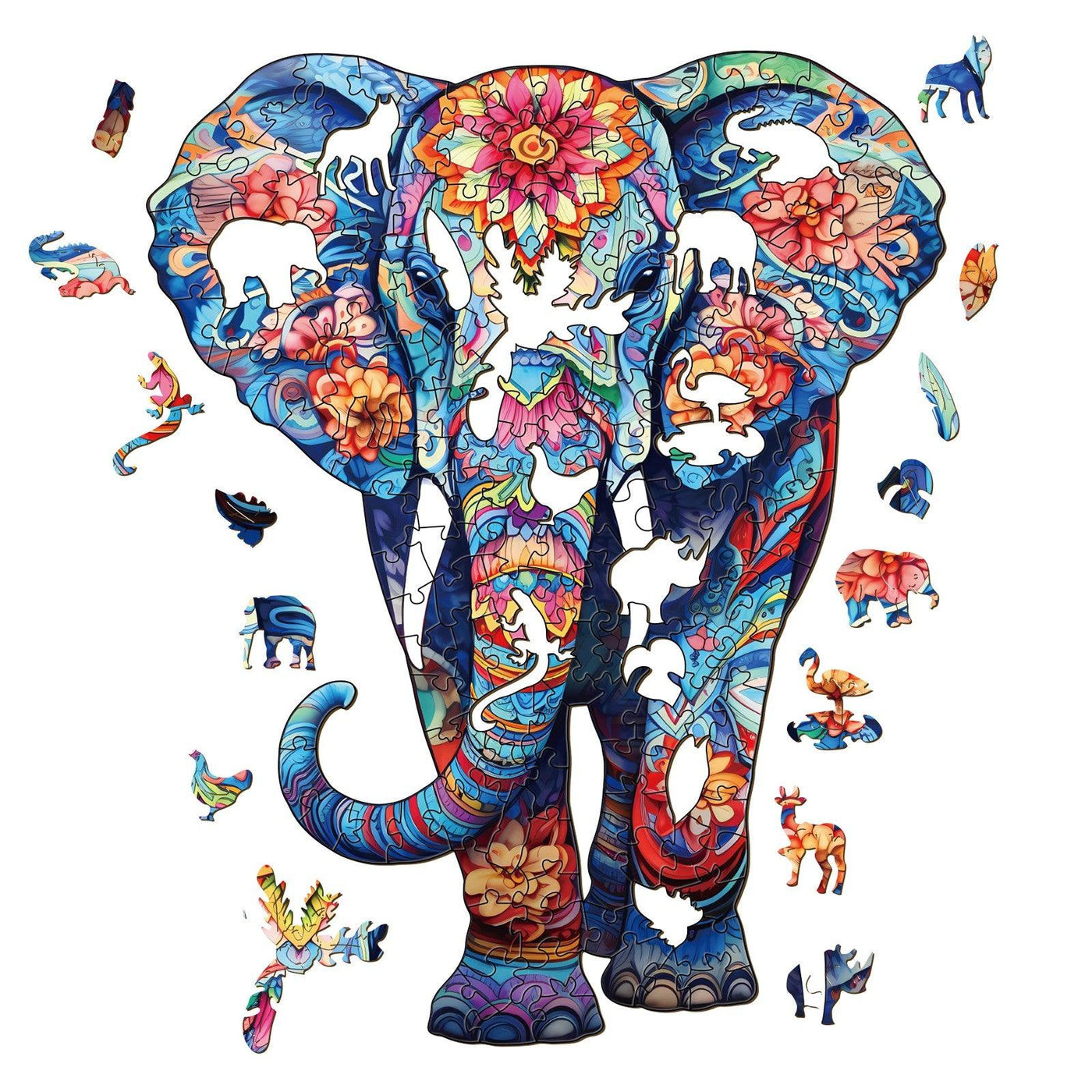 Blue Elephant Wooden Jigsaw Puzzle