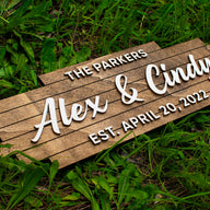 Wooden Family Sign with Names and Date, Pallet Sign, Couples Name Sign, 3d Wood Sign, Rustic Signs for Home Decor, Anniversary Gift Year 5