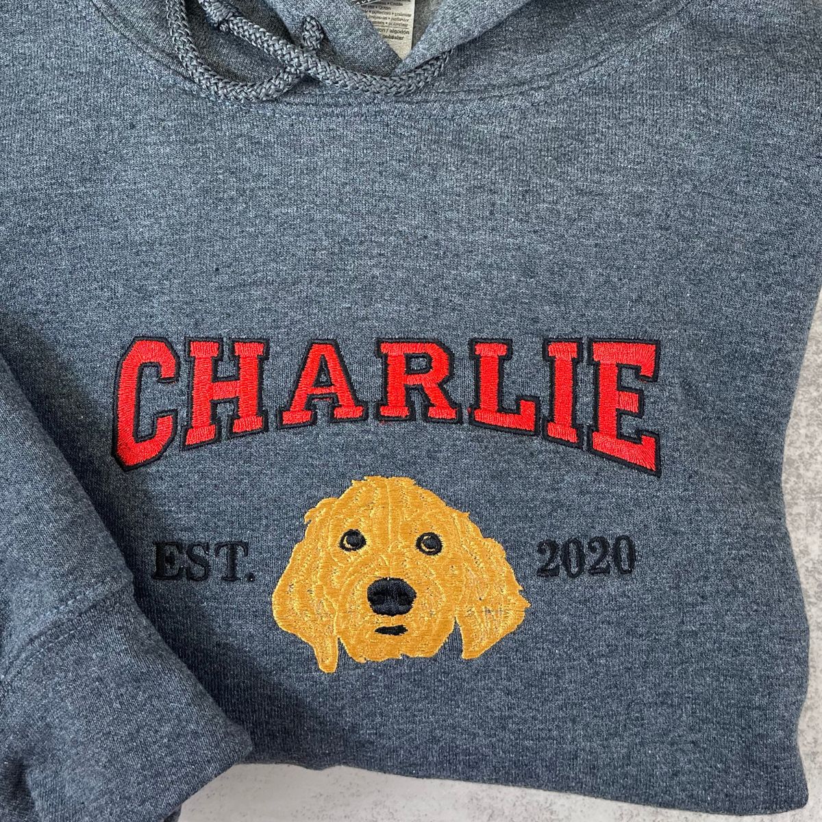 Personalized Varsity Dog Embroidered Hoodie with Dog Name