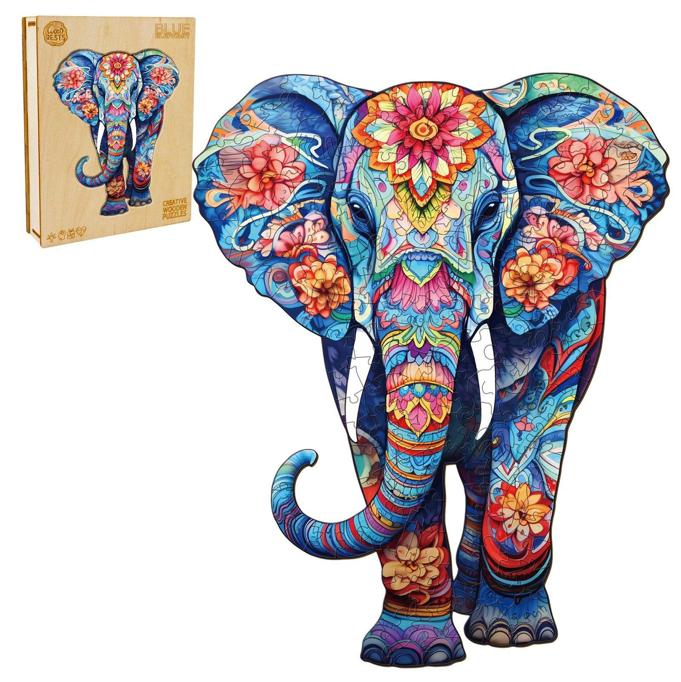 Blue Elephant Wooden Jigsaw Puzzle