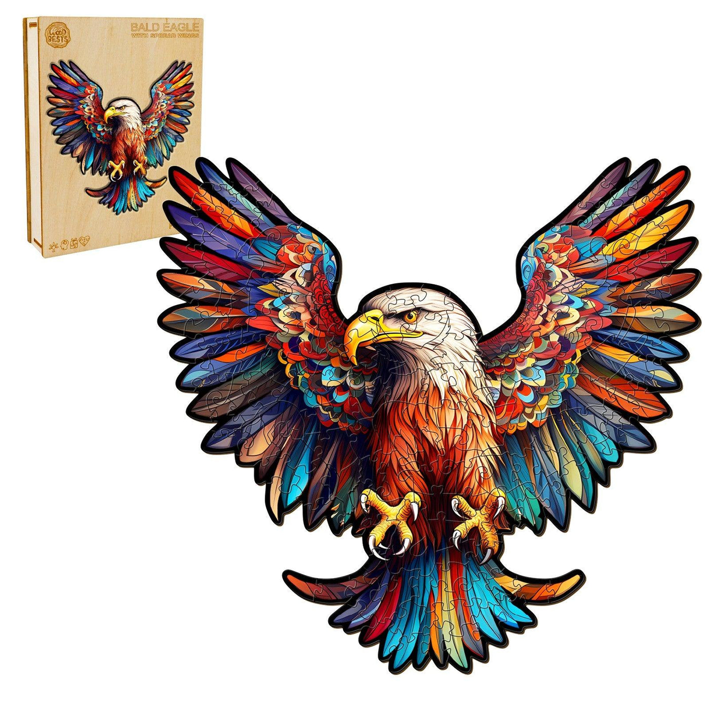 Bald Eagle with Spread Wings Wooden Jigsaw Puzzle