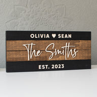 Wedding Gift for the Couple - Black and Walnut Last Name Sign - Custom Family Name Sign - Gift for Newlyweds - Gift for Bride and Groom