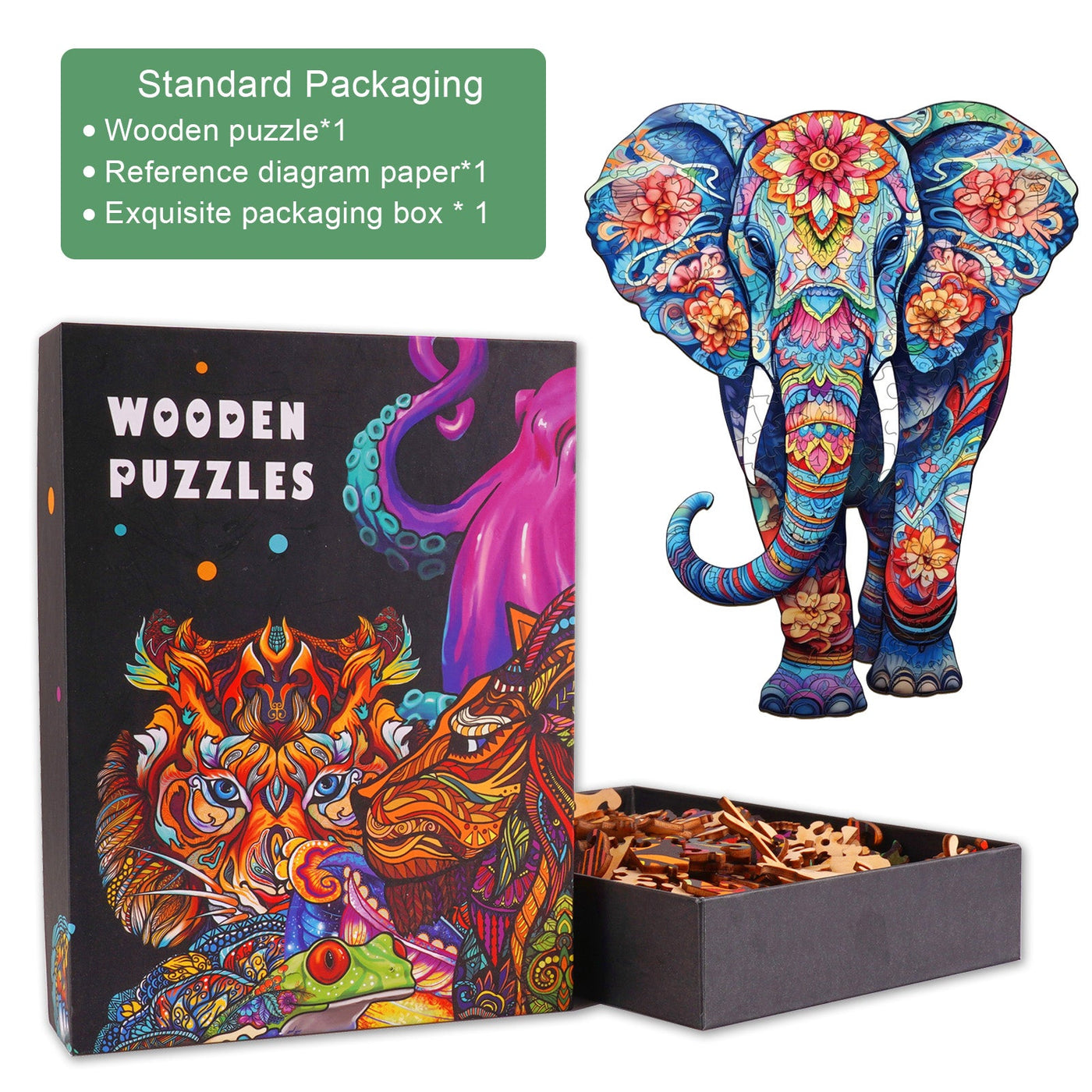 Blue Elephant Wooden Jigsaw Puzzle