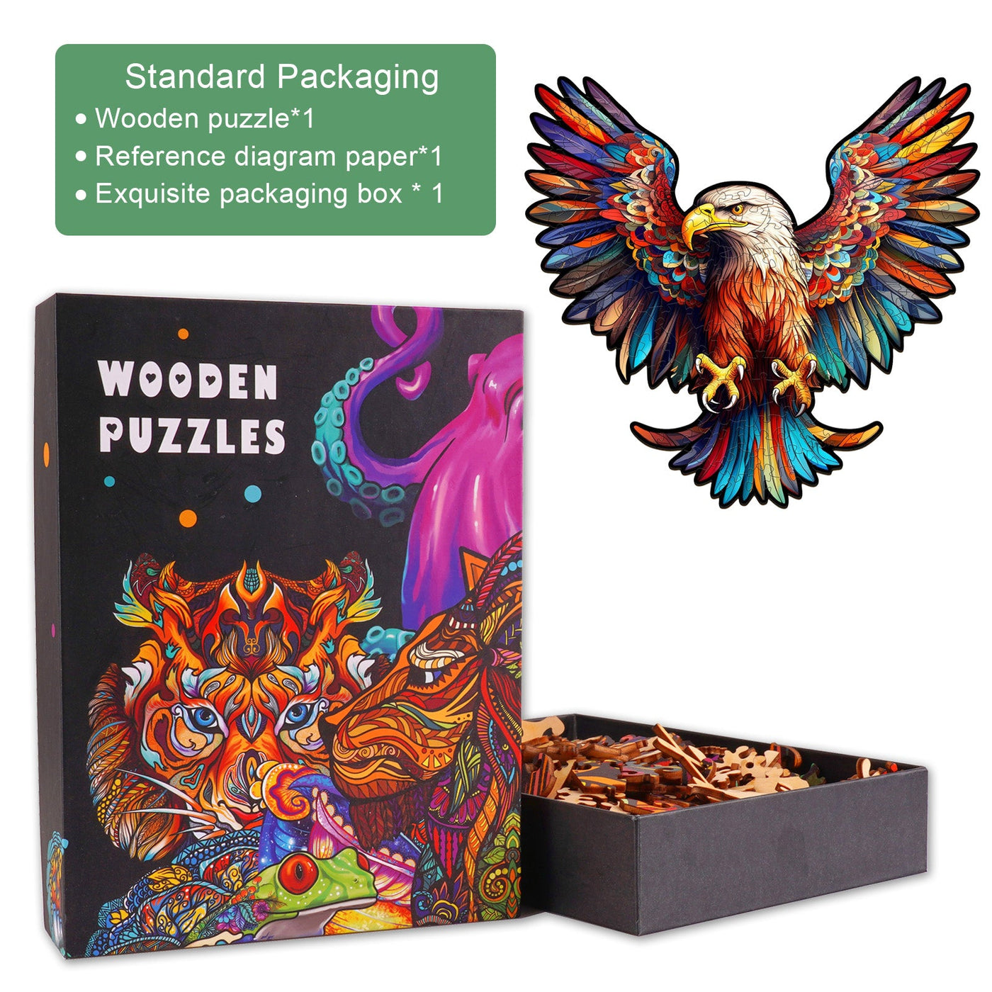 Bald Eagle with Spread Wings Wooden Jigsaw Puzzle