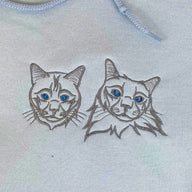 Personalized Cat Face Line Art Embroidered Hoodie