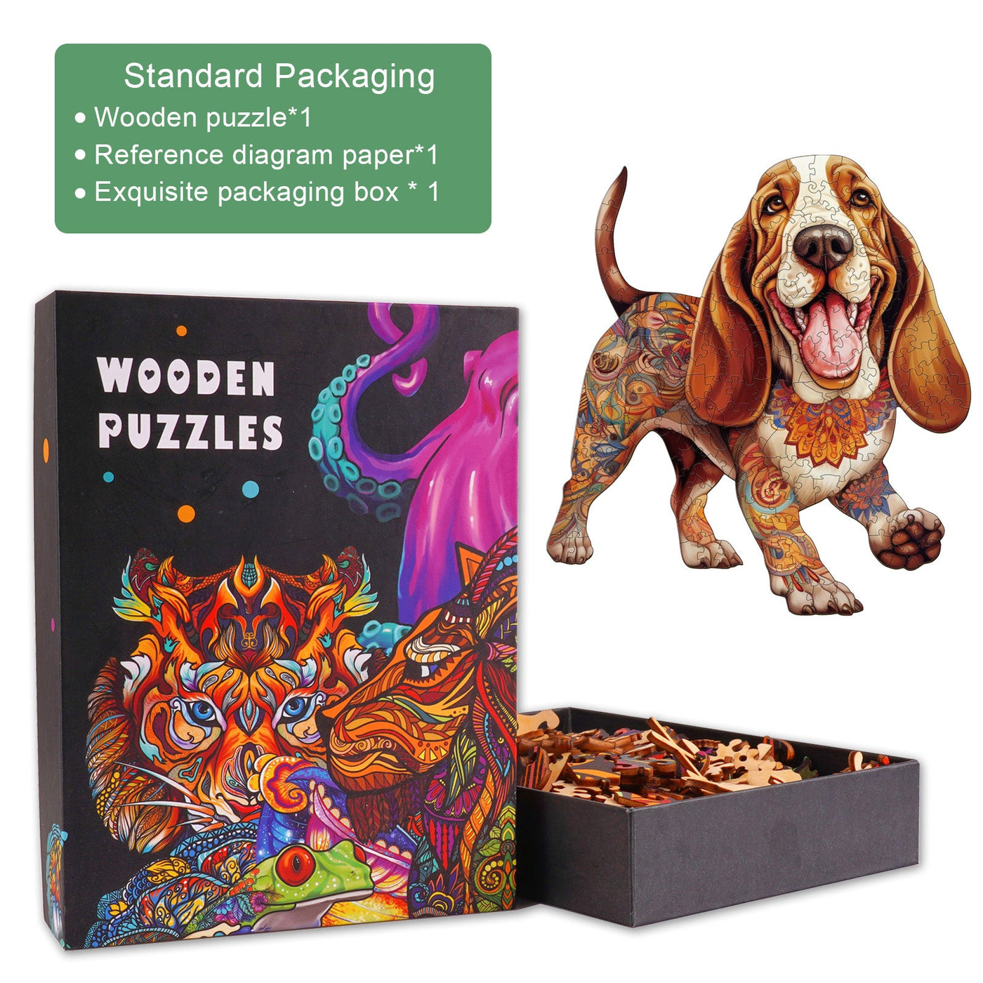 Basset Hound-2 Wooden Jigsaw Puzzle