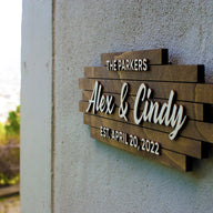 Wooden Family Sign with Names and Date, Pallet Sign, Couples Name Sign, 3d Wood Sign, Rustic Signs for Home Decor, Anniversary Gift Year 5