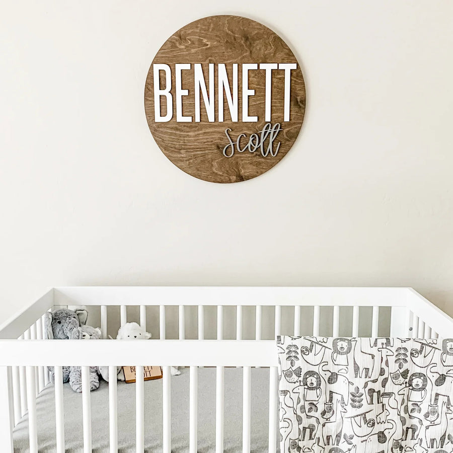 Bennett Scoll Round Name Sign, Custom Name Sign for Nursery