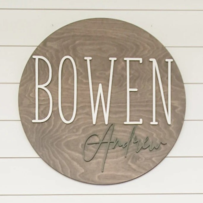 Bowen Andrew Round Name Sign, Custom Name Sign for Nursery