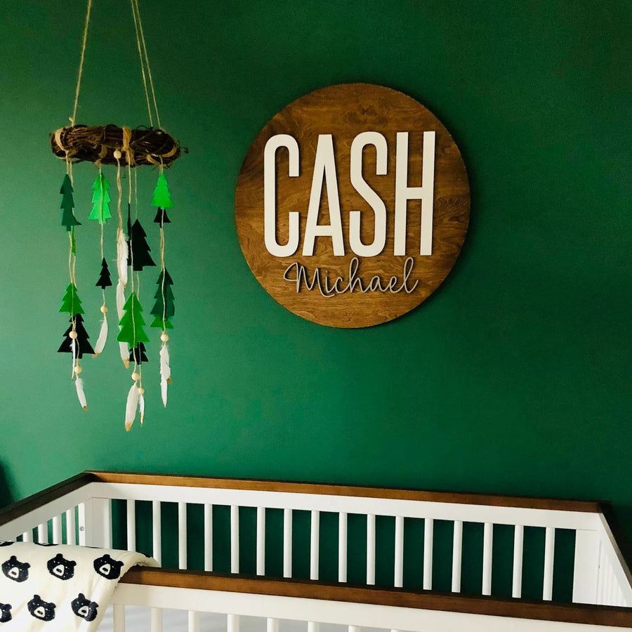 Cash Michael Round Name Sign, Custom Name Sign for Nursery