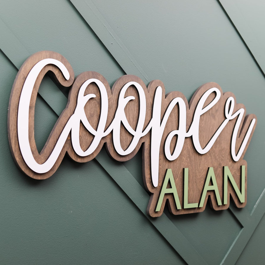 Cooper Alan Layered Sign, Custom Name Sign for Nursery