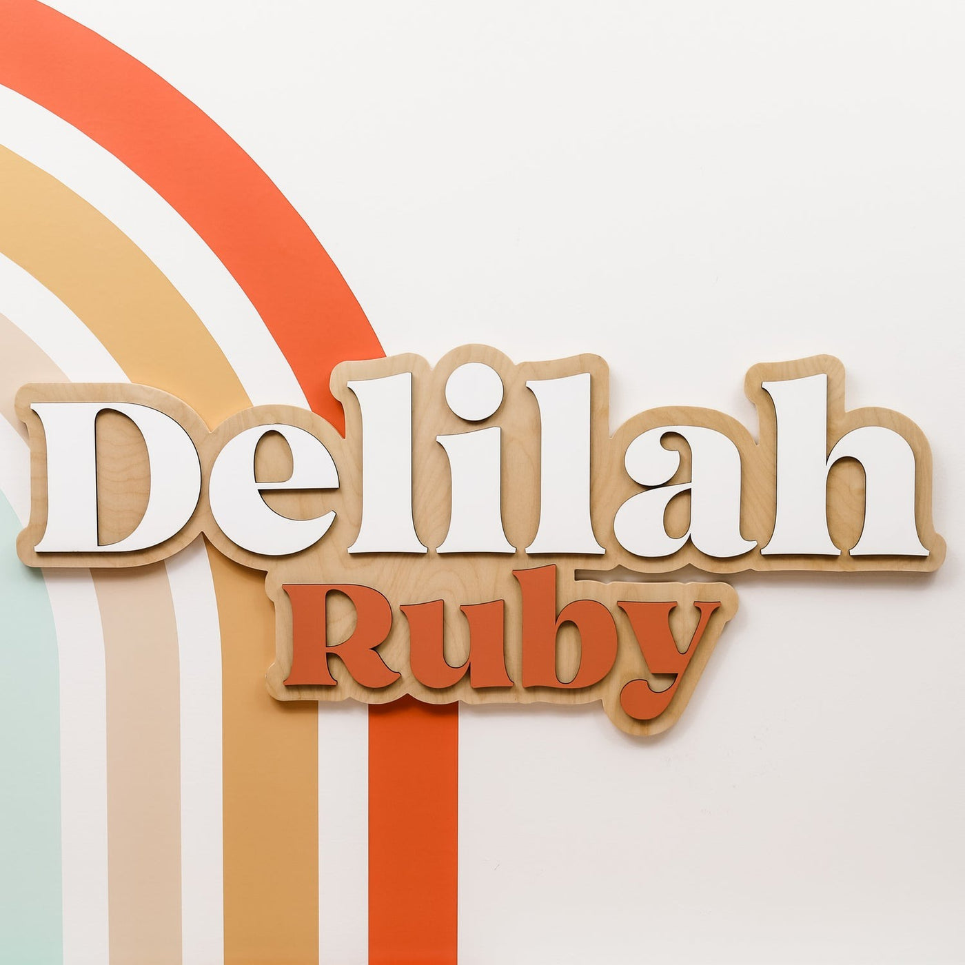 Delilah Ruby Layered Sign, Custom Name Sign for Nursery