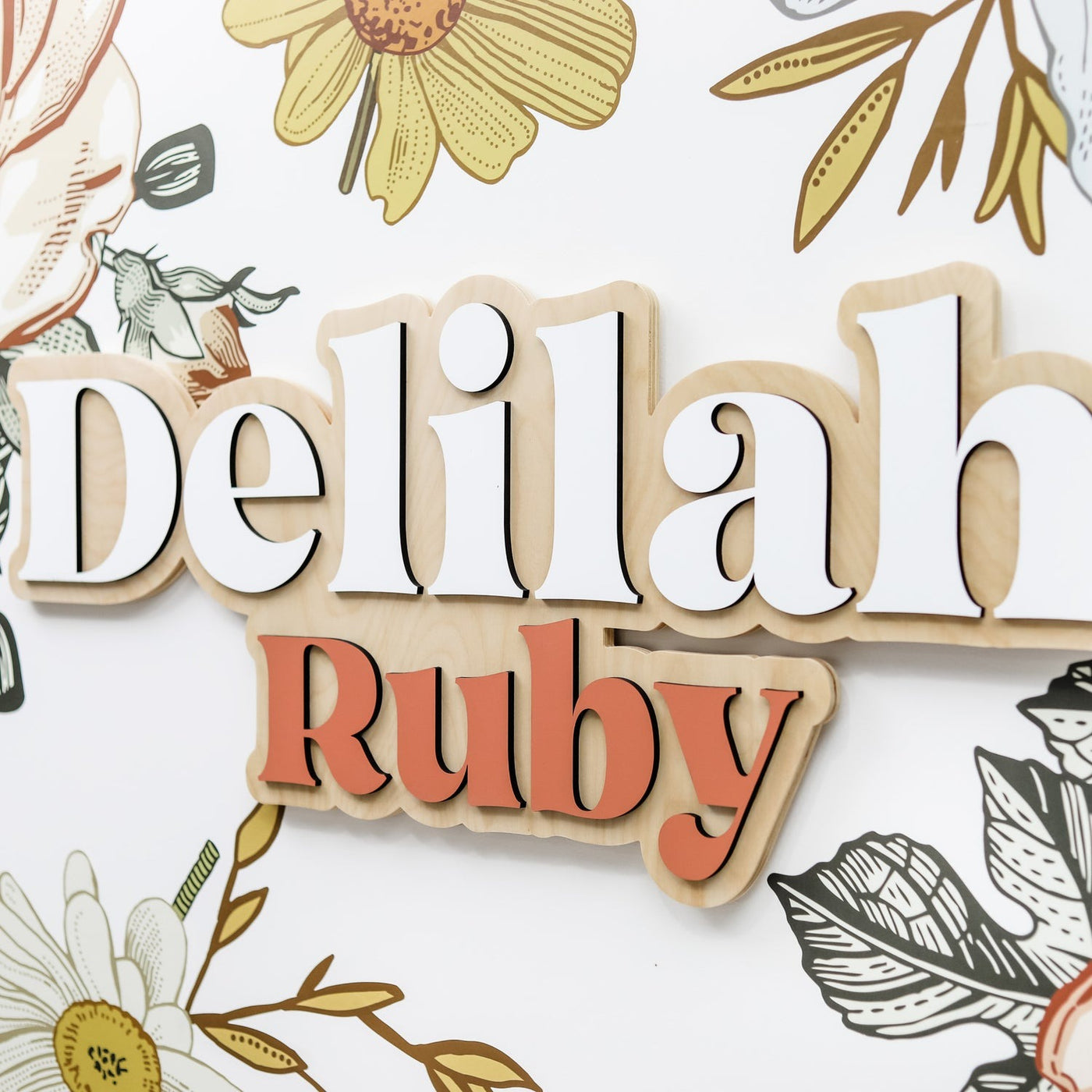 Delilah Ruby Layered Sign, Custom Name Sign for Nursery