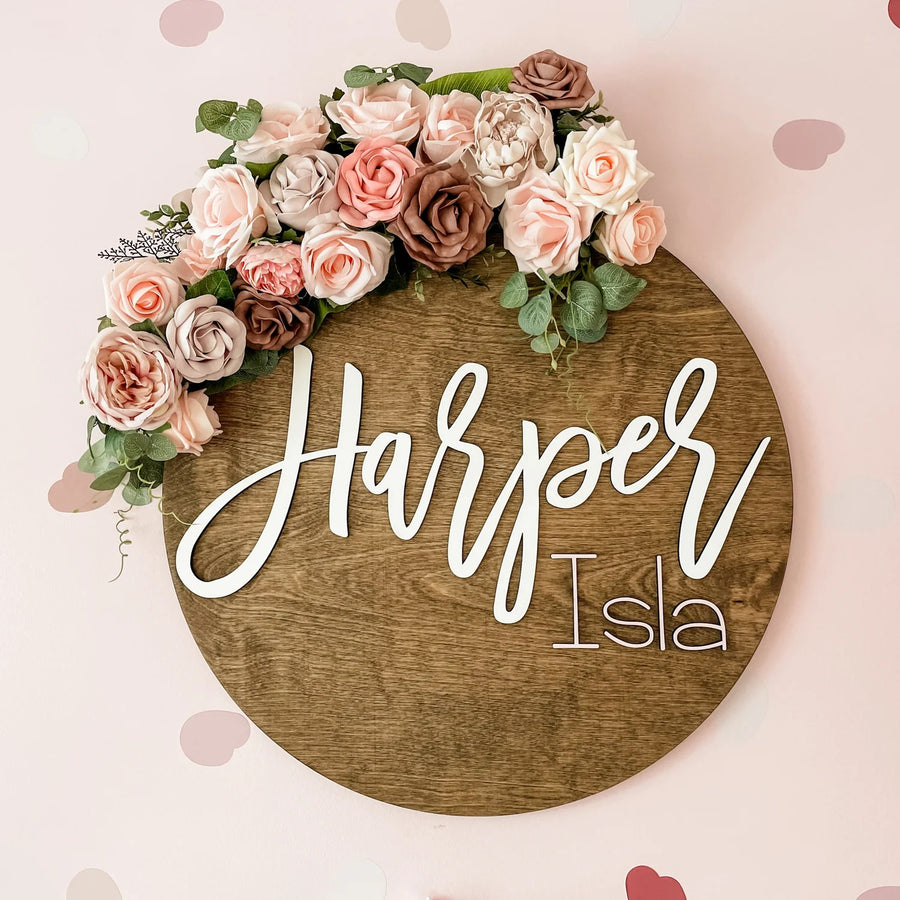 Harper Isla Round Name Sign, Custom Name Sign for Nursery