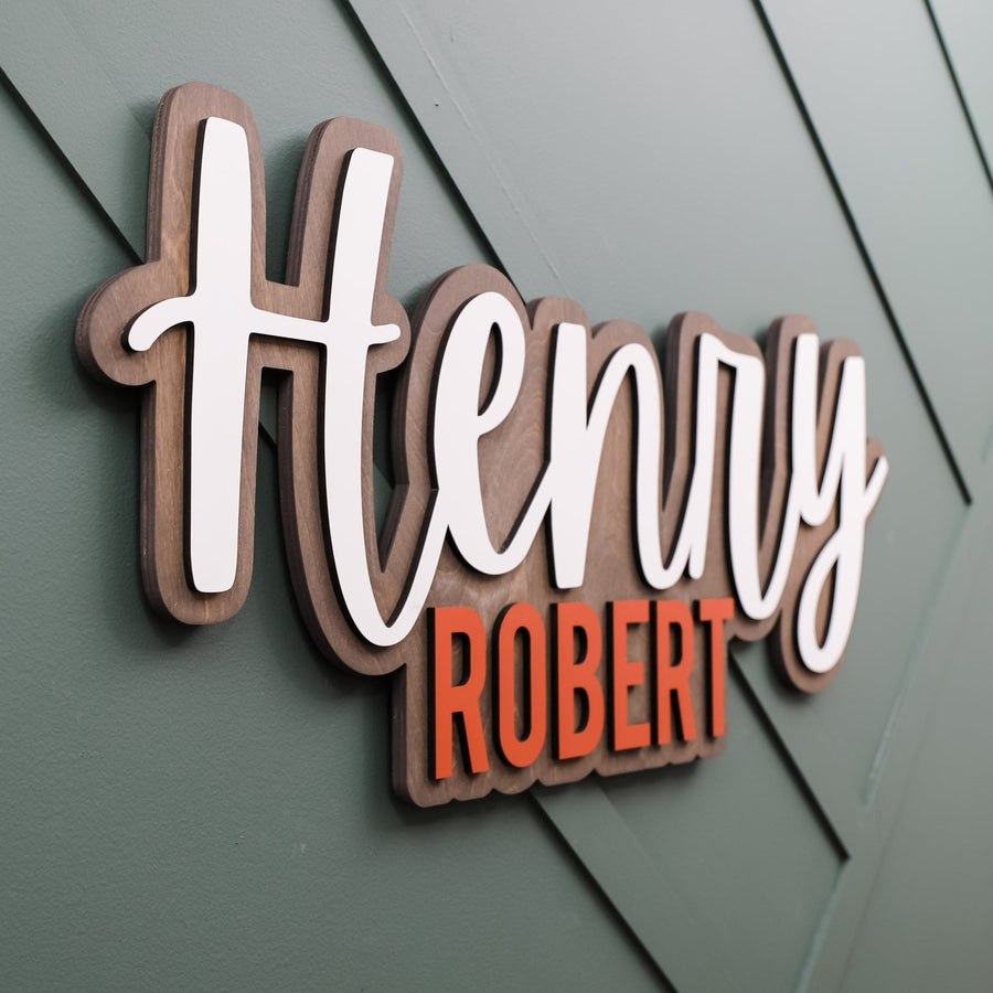 Custom Name Sign for Nursery, Henry James Outline Design