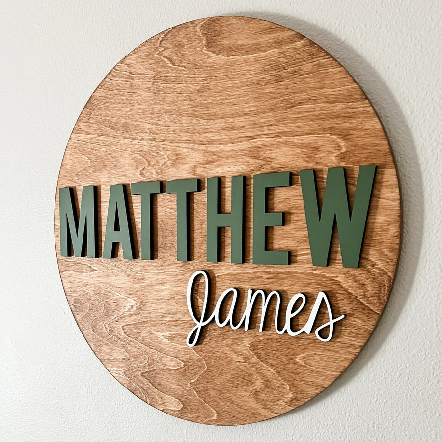 Matthew James Round Name Sign, Custom Name Sign for Nursery