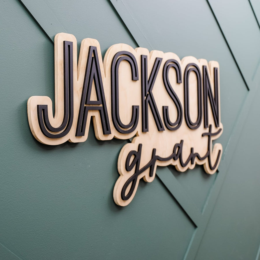 Custom Name Sign for Nursery, Jackson Grant Outline Design