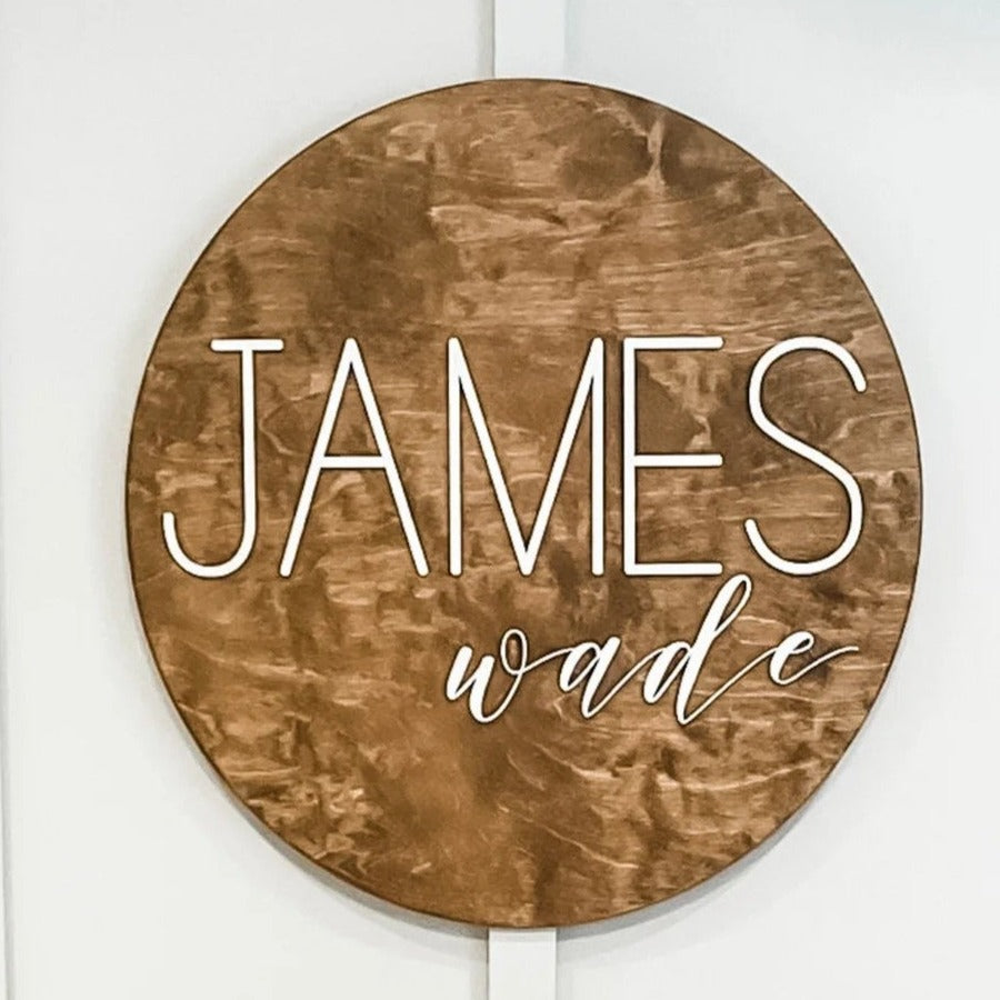 James Wade Round Name Sign, Custom Name Sign for Nursery