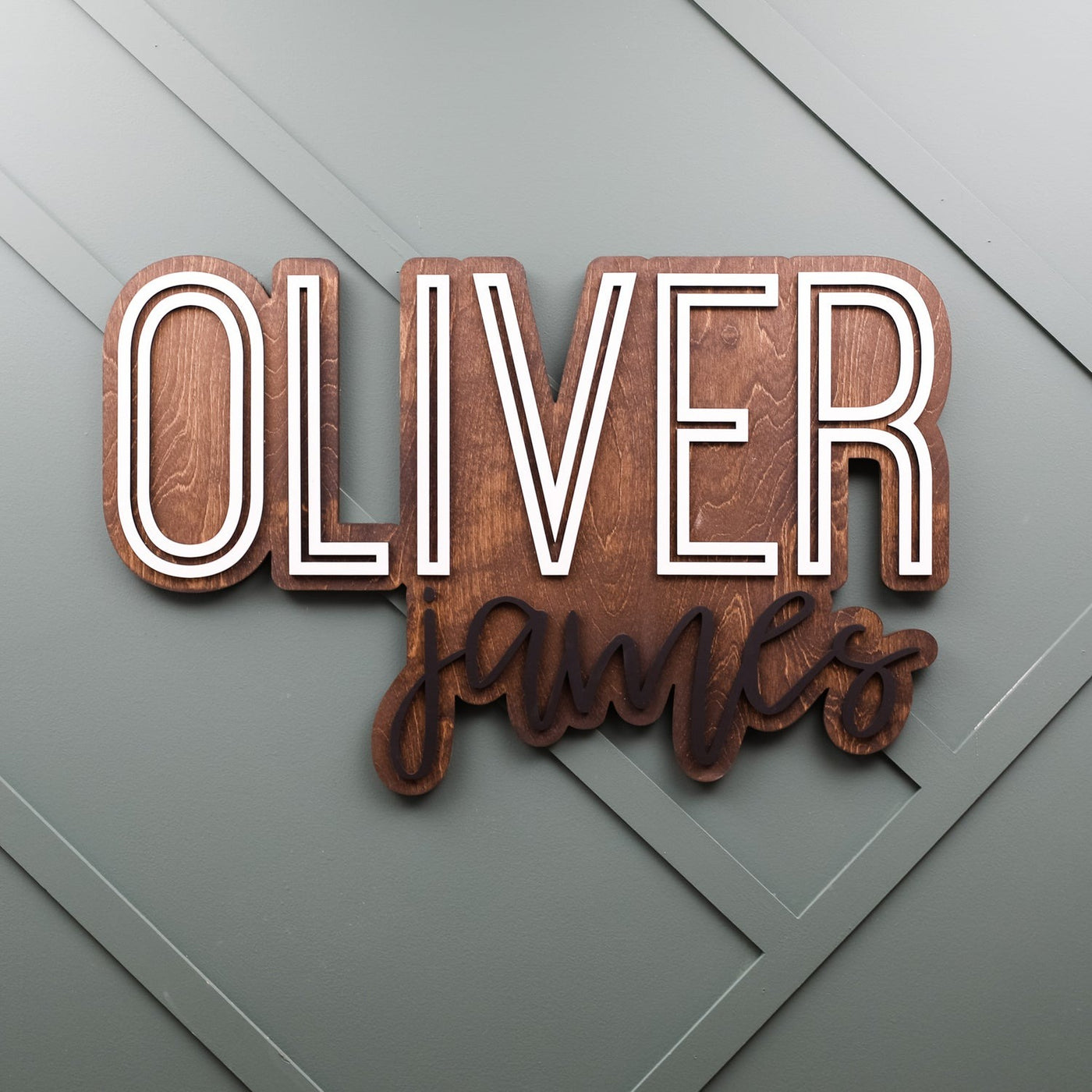 Custom Name Sign for Kids, Oliver James Outline Design