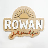 Rowan James Boho Sun Outline Design, Custom Name Sign for Nursery