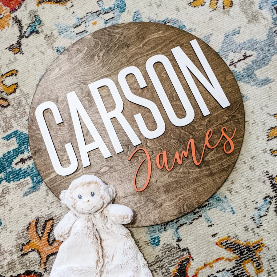 Carson James Round Name Sign, Custom Name Sign for Nursery
