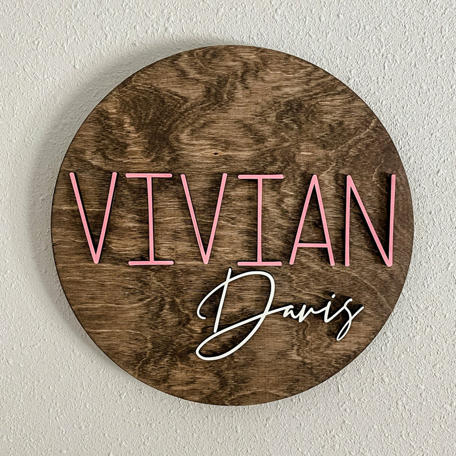 Vivian Davis Round Name Sign, Custom Name Sign for Nursery
