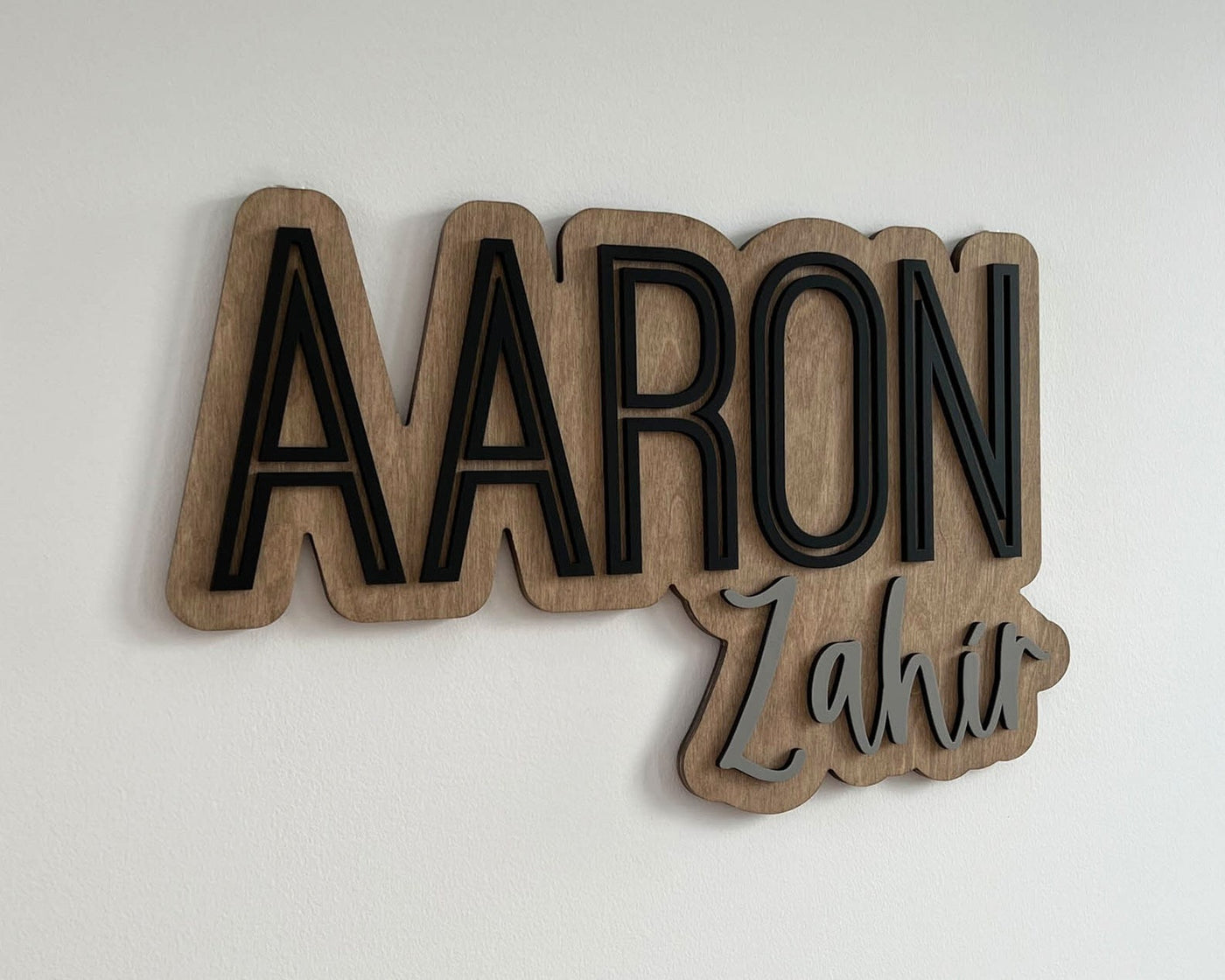Aaron Zahir Layered Sign, Custom Name Sign for Nursery