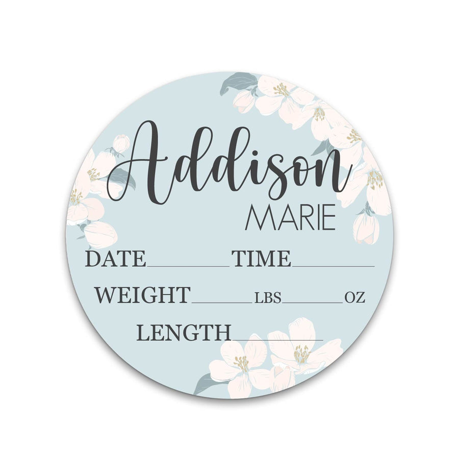 Addison Marie with Flowers Birth Stat