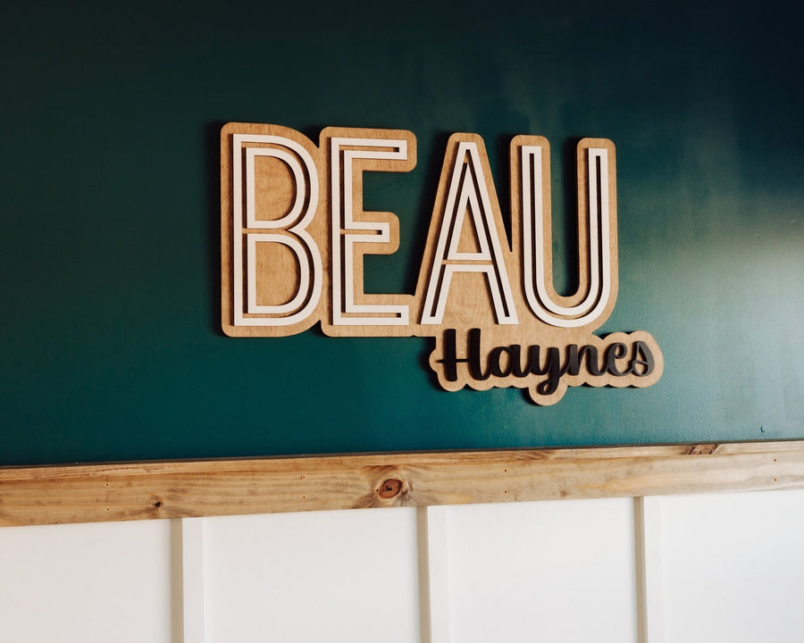 Beau Haynes Layered Sign, Custom Name Sign for Nursery