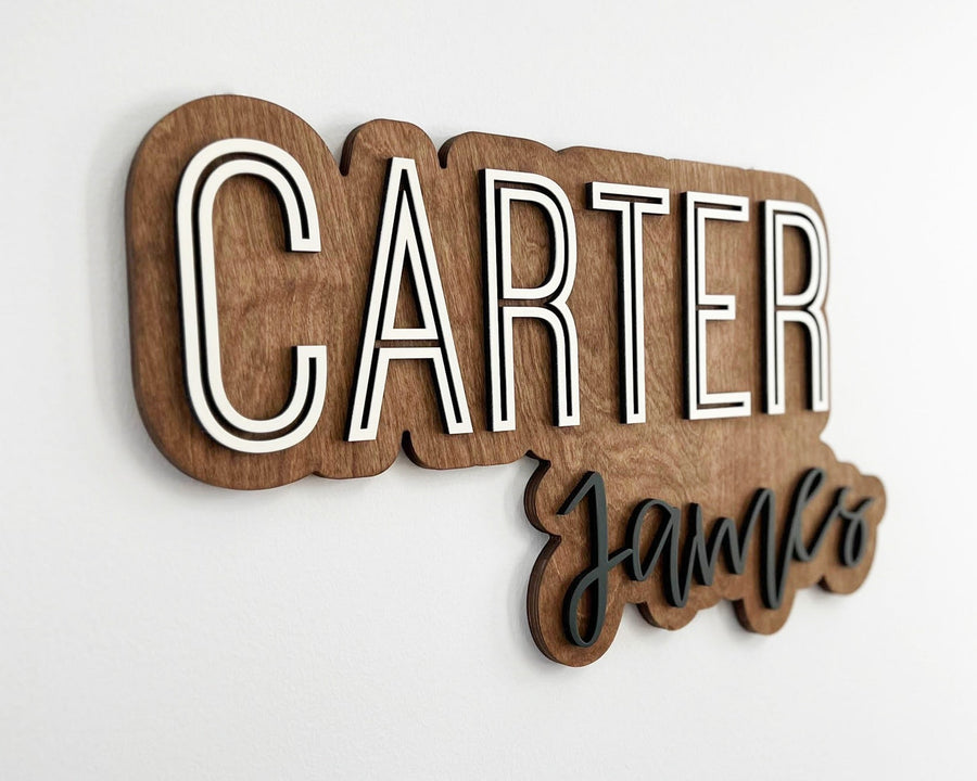 Carter James Layered Sign, Custom Name Sign for Nursery