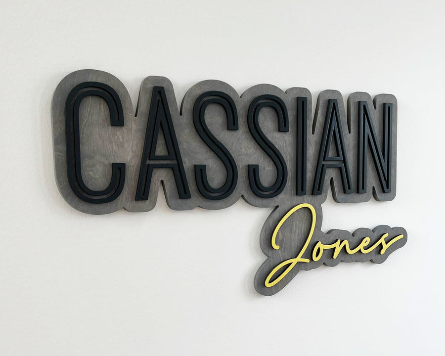 Cassian Jones Layered Sign, Custom Name Sign for Nursery