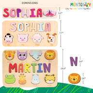 Personalized Name Puzzle with Animal Head, Custom Baby Gifts, Early Learning Toys