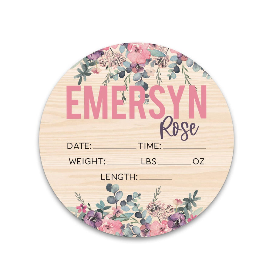 Emersyn Rose with Flowers Birth Stat