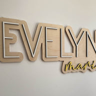 Evelyn Marie Layered Sign, Custom Name Sign for Nursery