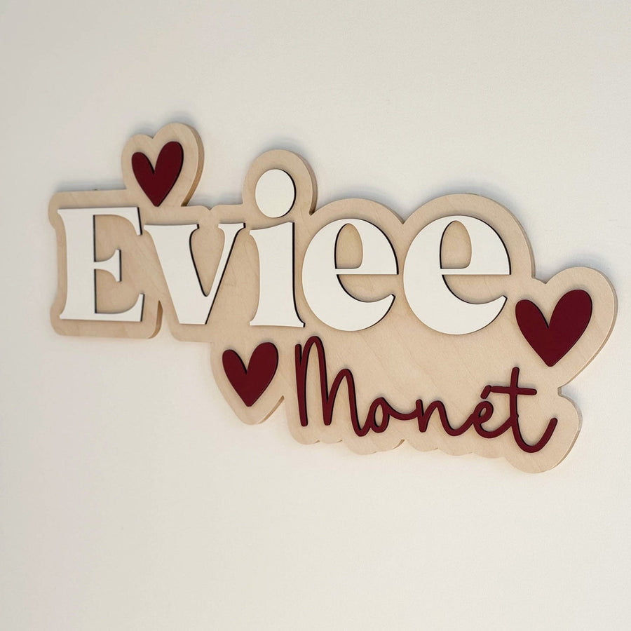 Eviee Monet Layered Sign, Custom Name Sign for Nursery