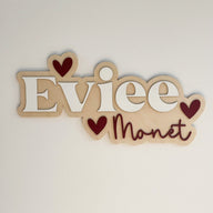 Eviee Monet Layered Sign, Custom Name Sign for Nursery
