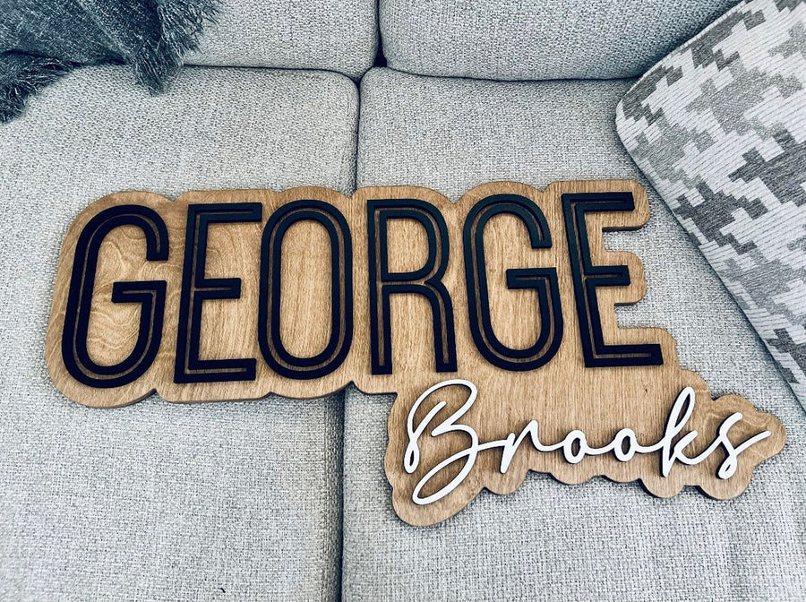George Brooks Layered Sign, Custom Name Sign for Nursery