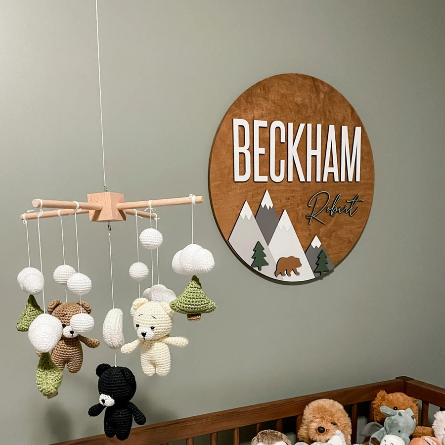 Beckham Robert Woodland Round Name Sign, Custom Name Sign for Nursery
