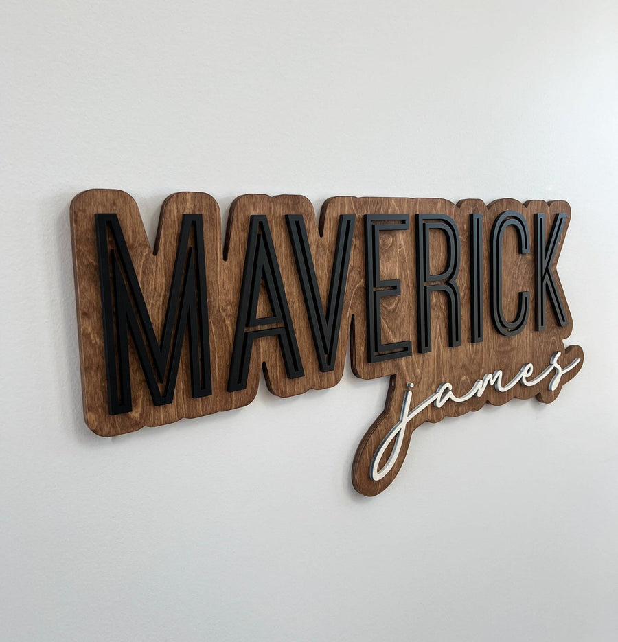 Maverick James Layered Sign, Custom Name Sign for Nursery