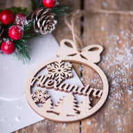 Personalized name ornament wood, Holiday ornament with name, Personalized name snowflake, Wooden Ornaments Personalized Gifts, laser cut