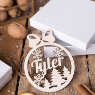 Personalized name ornament wood, Holiday ornament with name, Personalized name snowflake, Wooden Ornaments Personalized Gifts, laser cut