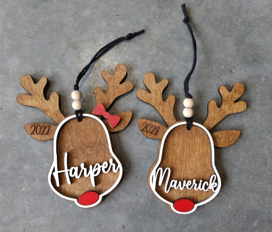 Personalized reindeer ornament | personalized Rudolph wooden ornaments | custom ornament | kids ornaments | custom ornaments | reindeer gift