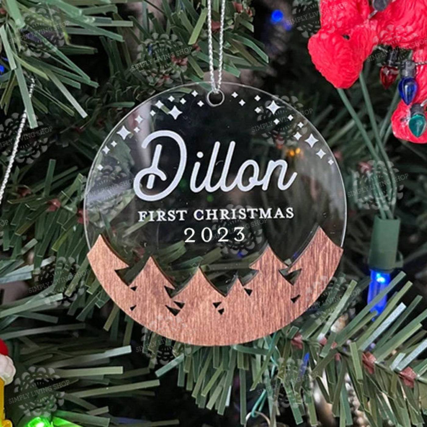 Personalized Baby Ornament - Babys First Christmas Ornament, Christmas 2024 Ornament, Wood and Acrylic Ornament, Engraved Ornament